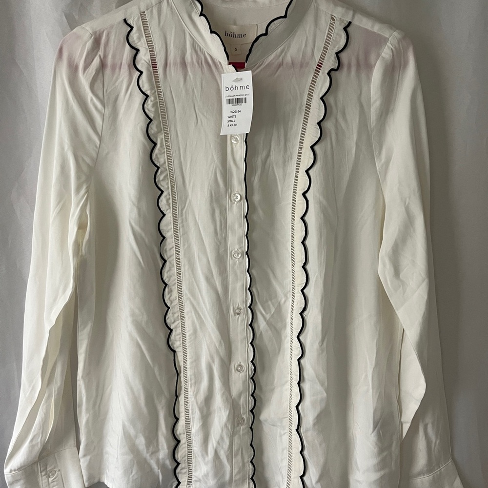 White Scalloped Women's blouse